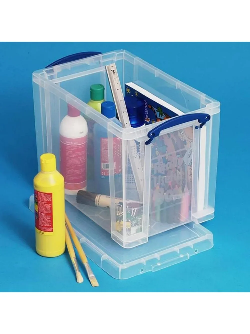 Clear Stackable Storage Bins with Snap Lid & Clip Lock Handles - 19L, 4 Pack